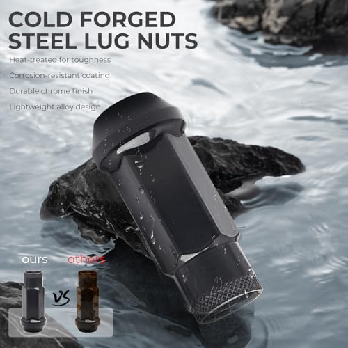 WENJTP 20pcs Black Cold Forged Steel 12mm*1.5 Lug Nuts Extended Tuner Wheel Nuts Modified Nuts Open End Compatible with Various Types of Vehicles - Image 5
