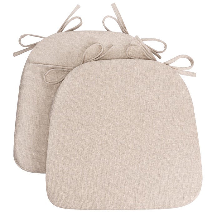 CHAIR CUSHIONS FOR DINING CHAIRS DSHAPED SEAT CUSHIONS WITH REMOVABLE WASHABLE COVER AND TIES CHAIR PADS FOR KITCHEN INDOOR DINING ROOM PATIO CHAIRS 17 X 16 SET OF 2 BEIGE