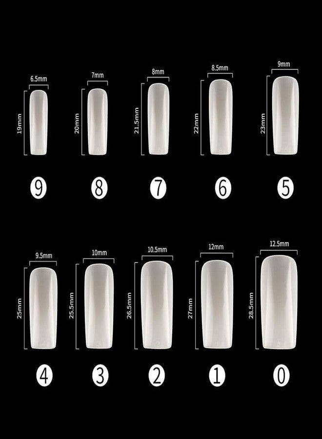 RECTYO GALLERY Full Cover Acrylic False Nail Tips, 100PCS Fake Nail Shape Artificial False Nails Tips 10 Sizes with Case for Nail Art Salons and Home DIY (Natural) - Image 3