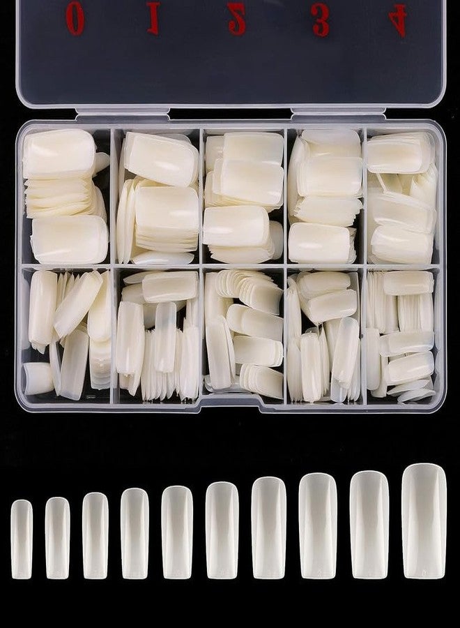 RECTYO GALLERY Full Cover Acrylic False Nail Tips, 100PCS Fake Nail Shape Artificial False Nails Tips 10 Sizes with Case for Nail Art Salons and Home DIY (Natural) - Image 1