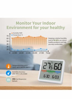 Y&D Digital Hygrometer Indoor Thermometer, Room Humidity Gauge, Accurate Desktop with Temperature, Humidity, and Clock  - Image 4