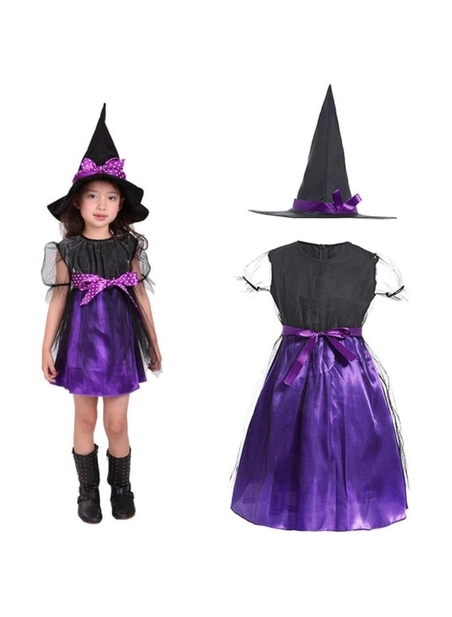 GGEROU Witch Girls Kids Child Dance Party Gown Costume Queen Princess Dress with Hat - Image 1