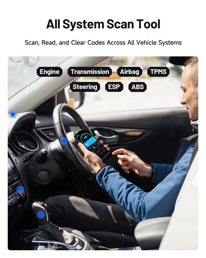 Topdon Carpal-Us Obd2 Code Reader Bluetooth  All System Obd2 Scanner For Ios & Android  Vehicle Health Check  6 Maintenance Services  Smog Check  Repair Guide  1 Year Free Update - Image 3