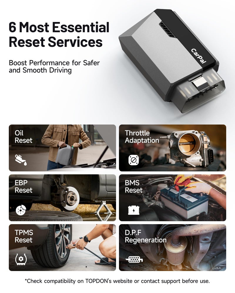 Topdon Carpal-Us Obd2 Code Reader Bluetooth  All System Obd2 Scanner For Ios & Android  Vehicle Health Check  6 Maintenance Services  Smog Check  Repair Guide  1 Year Free Update - Image 4