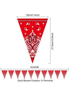 BOAO 5 Pack Bandana Pennant Banner Cowboy Themed Party Decoration For Wild West Party Western Cowboy Themed Party Supplies 7.4 X 10.8 Inch (Red)  - Image 3