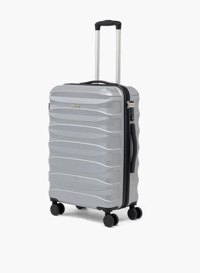 Oaklan By Shoexpress Textured Hardcase Luggage Trolley With Retractable Handle - Cabin