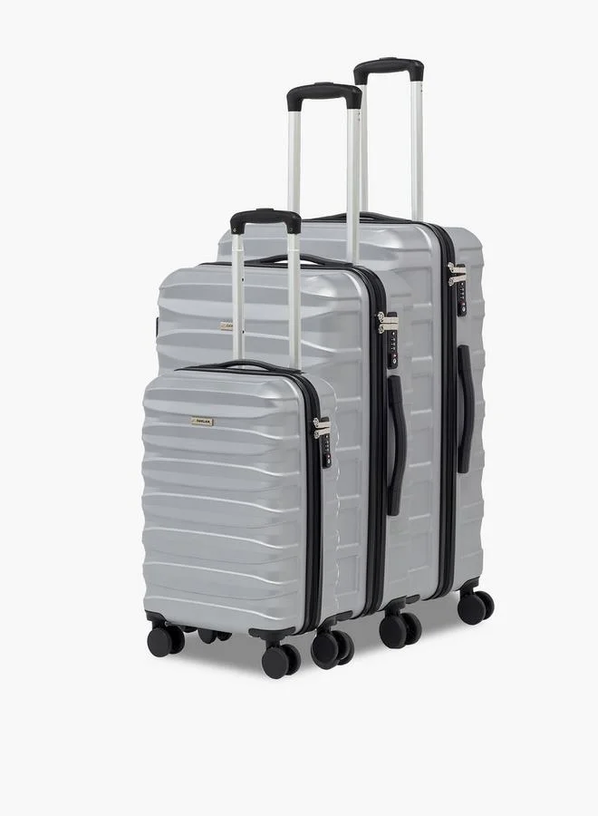 Oaklan By Shoexpress Textured Hardcase Luggage Trolley With Retractable Handle - Cabin