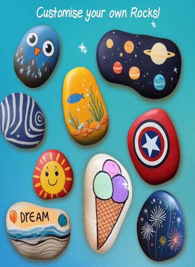 FIRSTCRY INTELLISKILLS مجموعة Intelliskills DIY Rockin' Glitter Art & Craft للأطفال من عمر 6 سنوات فما فوق - 8 أحجار وأقلام تلوين، عيون متحركة، أحجار كريمة، مجموعة أدوات الرسم بالأحجار اللامعة، مجموعة أنشطة إبداعية، معتمدة من BIS، هدية عيد ميلاد - Image 3