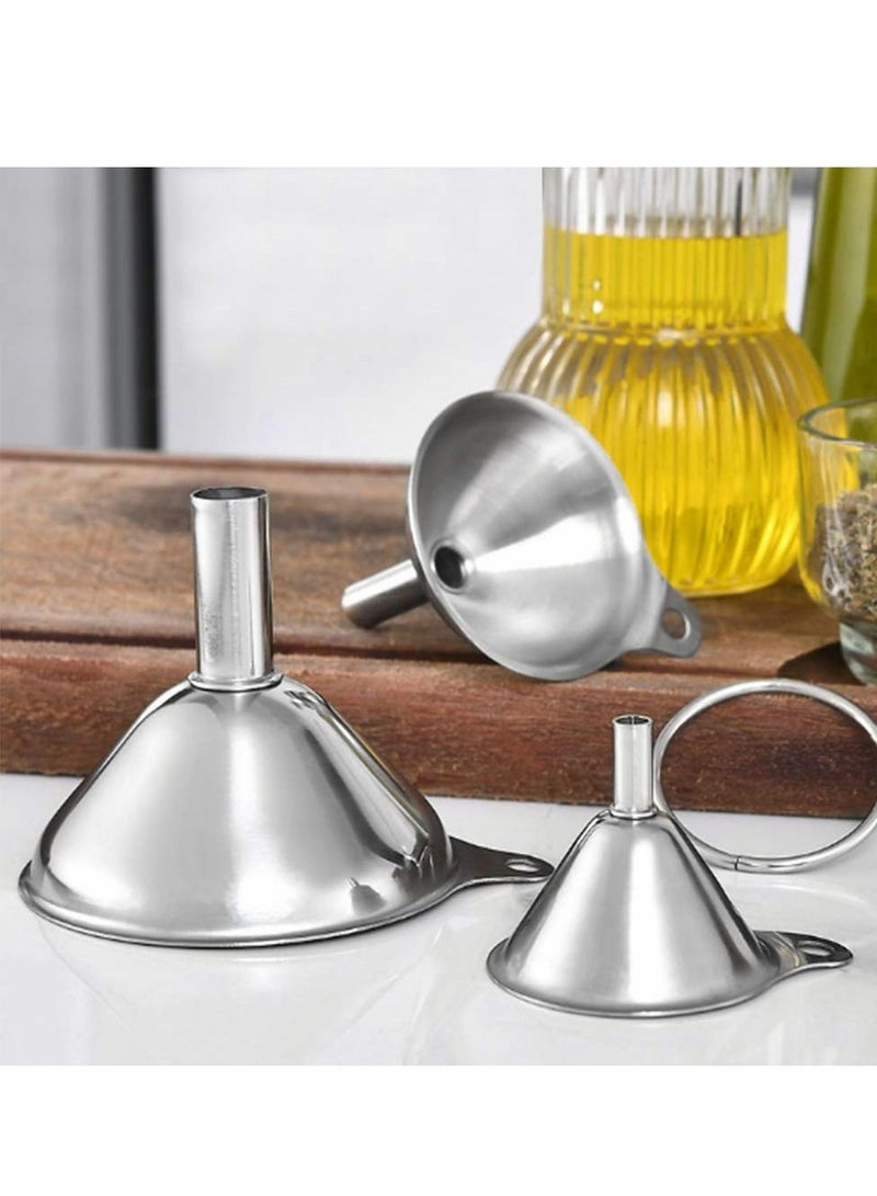 Excefore Stainless Steel Funnels for Kitchen Small Metal (1.7/ 2.2/ 2.9Inch) No Spilling Food Grade Kitchen Essentail Oil Spices Flask Perfume（With cleaning brush） - Image 4