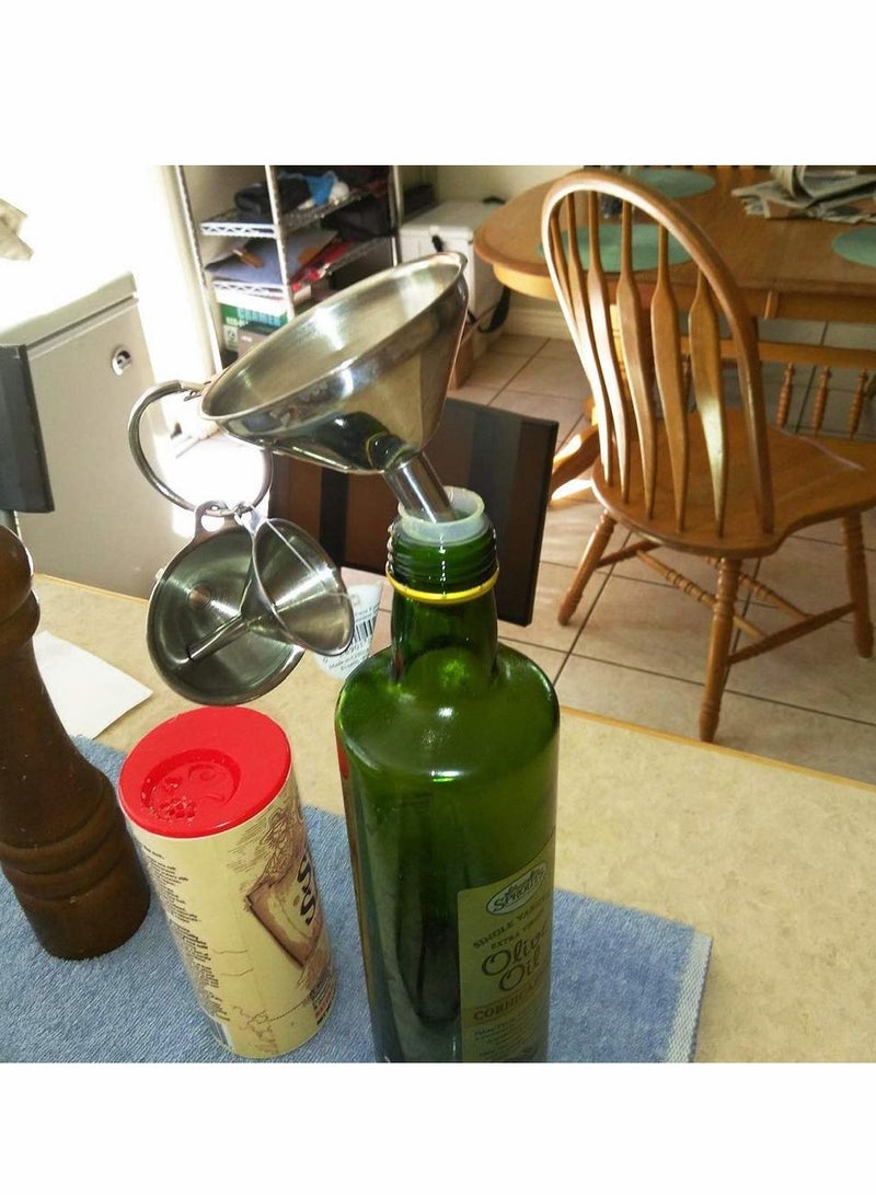 Excefore Stainless Steel Funnels for Kitchen Small Metal (1.7/ 2.2/ 2.9Inch) No Spilling Food Grade Kitchen Essentail Oil Spices Flask Perfume（With cleaning brush） - Image 3