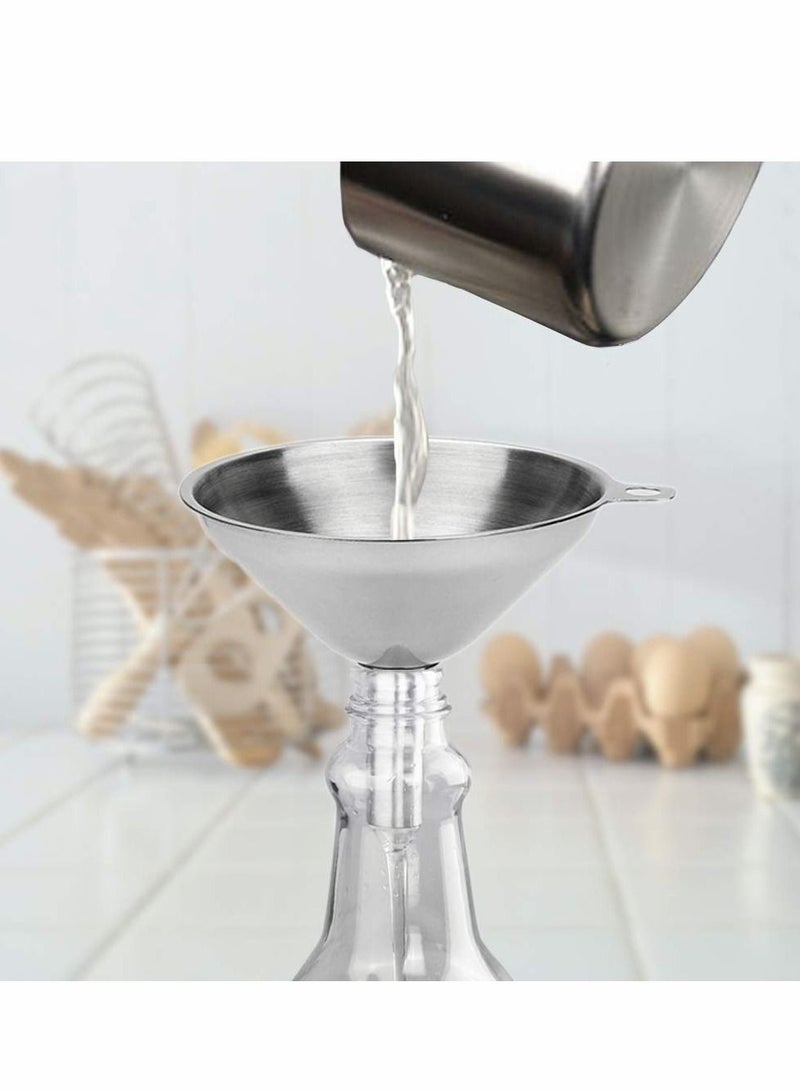 Excefore Stainless Steel Funnels for Kitchen Small Metal (1.7/ 2.2/ 2.9Inch) No Spilling Food Grade Kitchen Essentail Oil Spices Flask Perfume（With cleaning brush） - Image 5