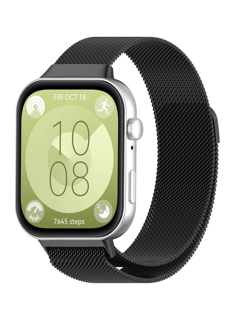 HW - Magnetic Statinless Steel Bracelet Wristband for Huawei Watch Fit 3 Black - Image 1