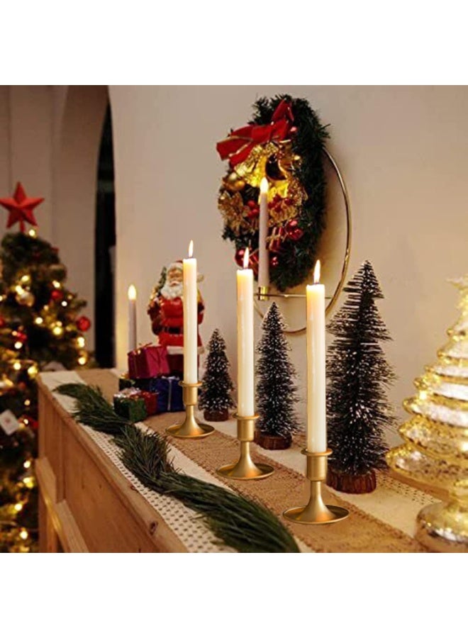 Soofam Gold Taper Candle Holder Set of 6, Hervori Short and Thick Brass Candle Holder, Vintage Small-Sized Metal wick, Suitable for wedding decoration center table, party, and holiday table decoration. - Image 2