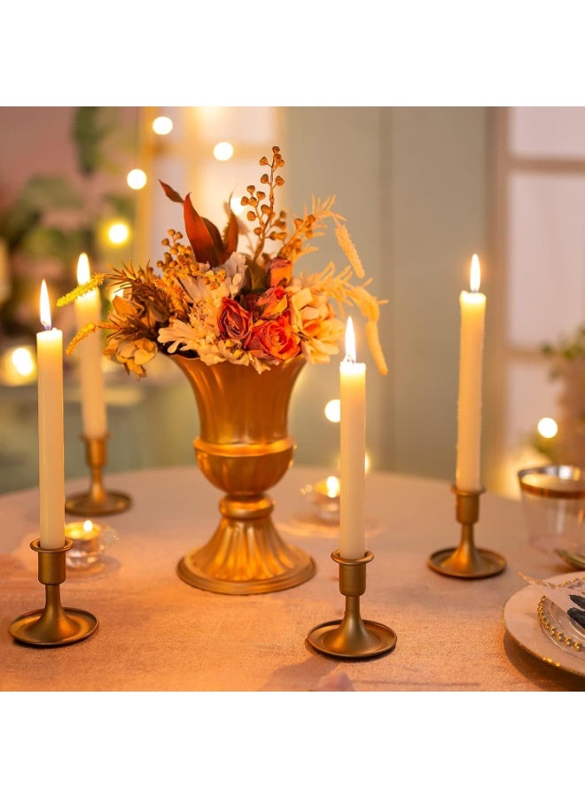 Soofam Gold Taper Candle Holder Set of 6, Hervori Short and Thick Brass Candle Holder, Vintage Small-Sized Metal wick, Suitable for wedding decoration center table, party, and holiday table decoration. - Image 4
