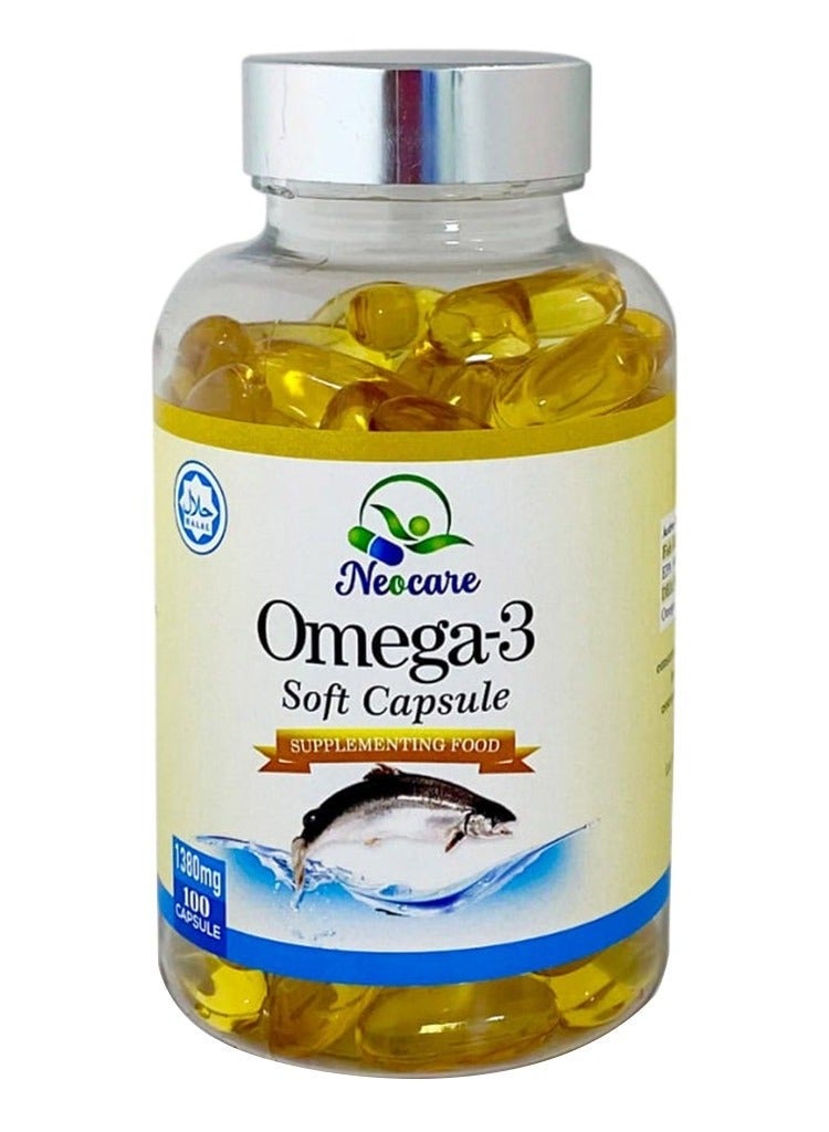 Neocare Omega 3 1380mg Fish Oil Supplement Softgels, Pack of 100's - Image 2