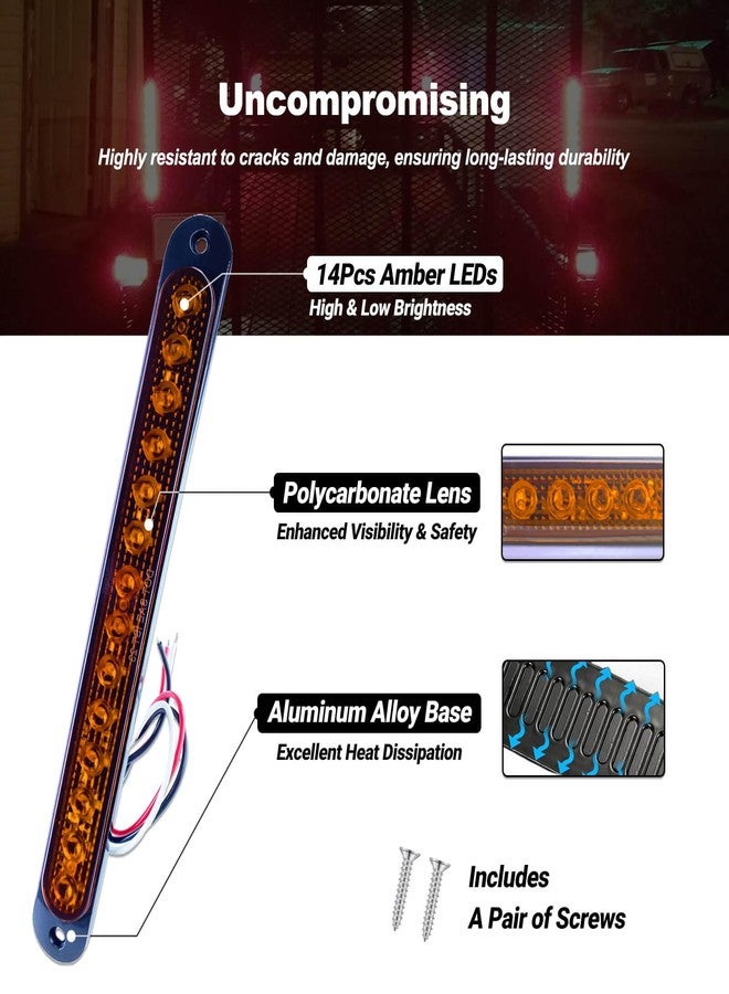 XtraGlow 10" LED Trailer Brake Lights Bar Strip Aluminum Alloy Base Red Stop Turn Identification Side Marker Tail Lights Assembly for Truck Marine Boats, 15 LEDs 2Pcs - Image 3