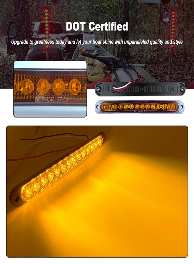 XtraGlow 10" LED Trailer Brake Lights Bar Strip Aluminum Alloy Base Red Stop Turn Identification Side Marker Tail Lights Assembly for Truck Marine Boats, 15 LEDs 2Pcs - Image 2