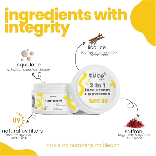 TuCo All Skin Kids 2 In 1 Face Cream + Sunscreen Spf 30 With Saffron Oil | Uva/Uvb Pa++++ | Broad Spectrumv | Benzophenone- 3, Avobenzone Free | 50Gm-Pack Of 2 | - Image 4