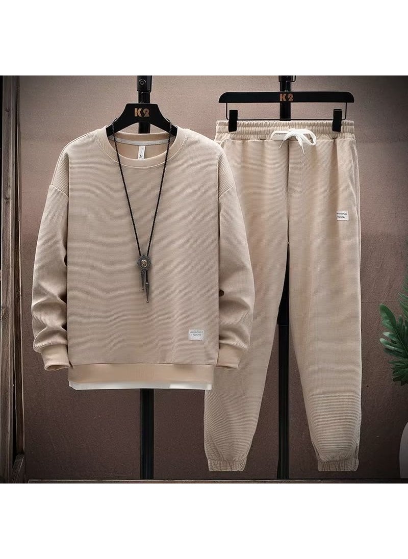 Generic Mens Long Sleeve Casual Tracksuit Set Dark gray  - Image 2