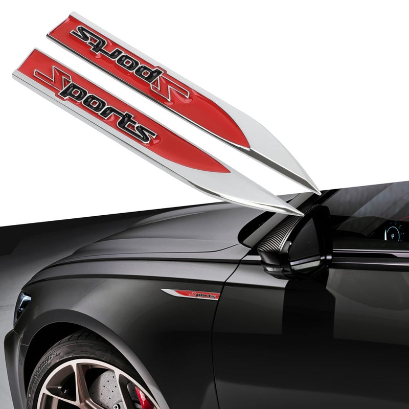 شعار رياضي معدني ثلاثي الأبعاد TOMALL 2 قطعة لسيارة جانبية فندر ملصقات شعار خلفي ملصق رياضي لجميع موديلات الشاحنات وسيارات الدفع الرباعي وبيك أب زينة رياضية لملحقات السيارة باللون الأحمر