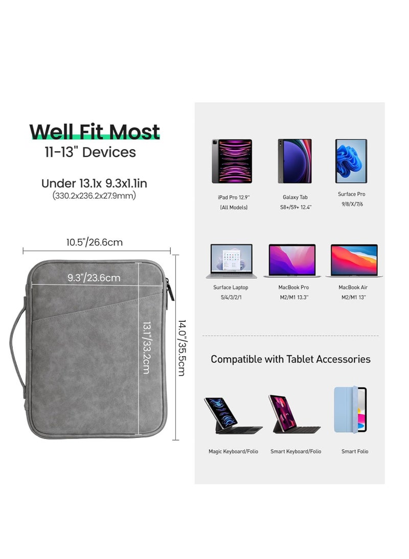 General Tablet Sleeve Bag for New iPad Pro 13-in M4 / iPad Air 13-in M2 2024, iPad Pro 12.9-in 6/5/4/3 2022-2018, Galaxy Tab S8+/S9+, Surface Pro 9/8/X/7/6, Travel Case iPad Bag for Men Women, Dark Grey  - Image 3