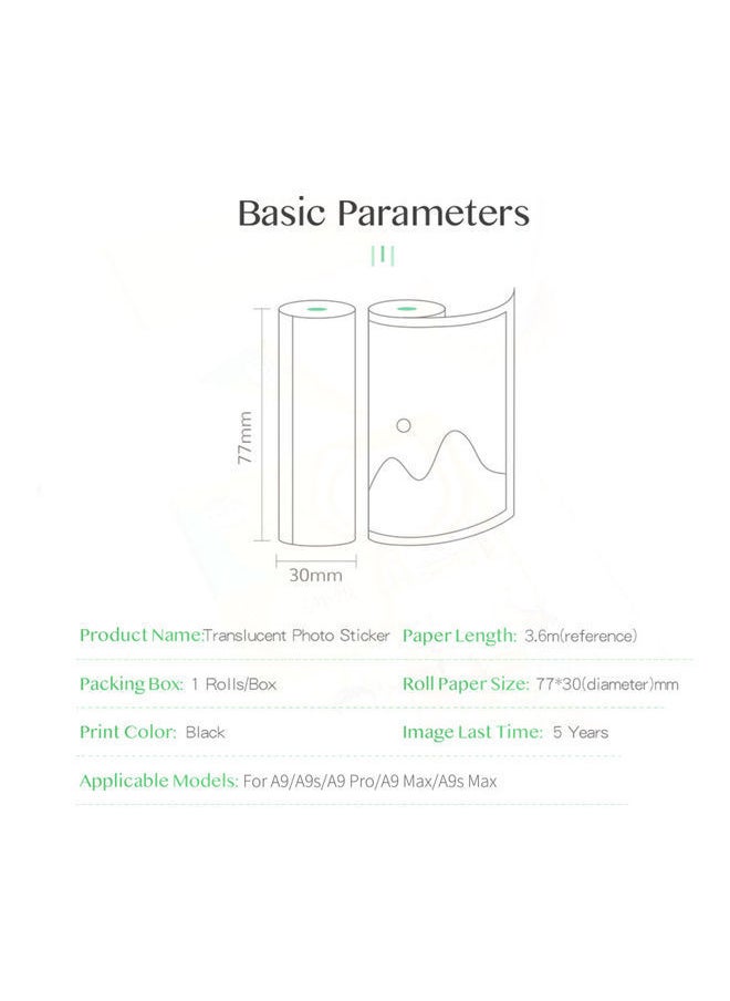 NIBEMINENT - Translucent Photo Sticker Adhesive Thermal Paper Clear - Image 1