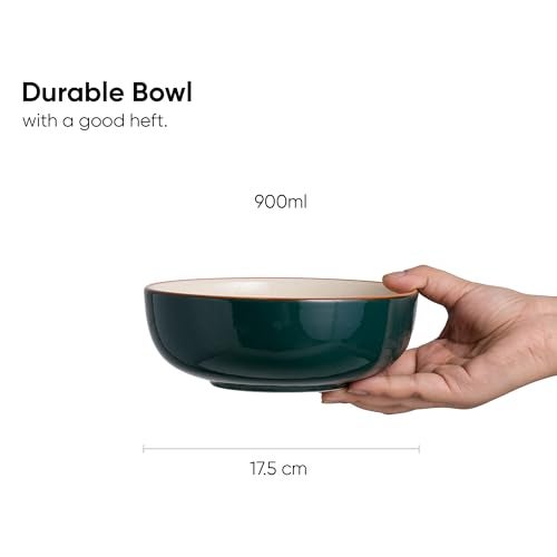 Shay Ceramic Pasta Bowl Set, 18cm, 2 Pieces, Teal Ivory | Glossy Finish | Stoneware Ceramic Serving Bowl | Ceramic Bowl | Pasta Serving Plate (Blate - Teal Ivory) - Image 5