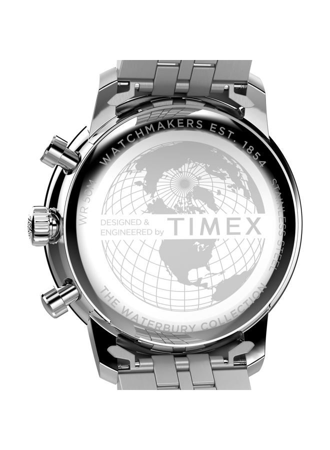 TIMEX Men's Waterbury Metropolitan 41mm Watch - Stainless Steel Bracelet Black Dial Stainless Steel Case - Image 4