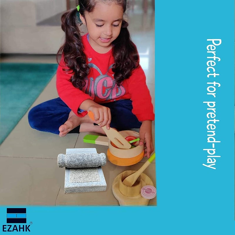 AZKAR Stone Ammikallu Small Size SIL Batta Village Natural Home Decor Traditional Hand Grinder Gift Pooja Miniature Kids Play Length 8 Inch Width 6 Inch - Image 5
