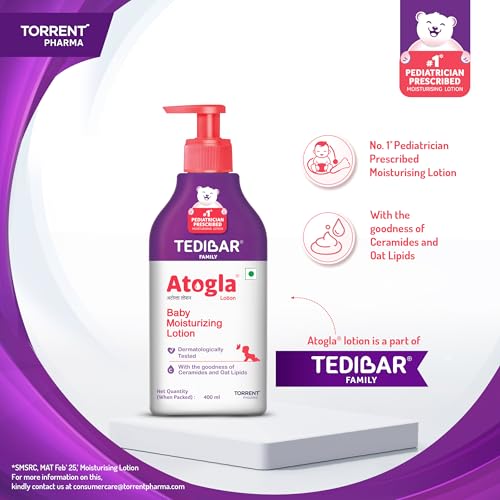 Atogla Baby Lotion 400ml from Tedibar Family with goodness of ceramides and oat lipids | No. 1* Pediatrician prescribed Moisturising Lotion- By Torrent Pharma - Image 5