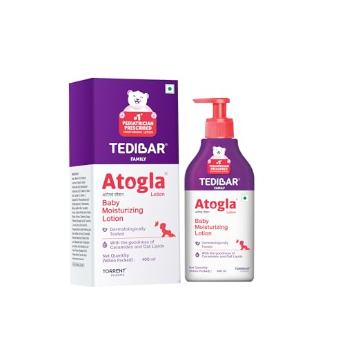 Atogla Baby Lotion 400ml from Tedibar Family with goodness of ceramides and oat lipids | No. 1* Pediatrician prescribed Moisturising Lotion- By Torrent Pharma - Image 1