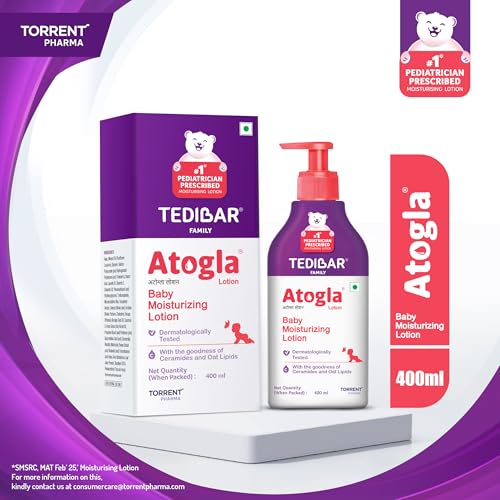 Atogla Baby Lotion 400ml from Tedibar Family with goodness of ceramides and oat lipids | No. 1* Pediatrician prescribed Moisturising Lotion- By Torrent Pharma - Image 2