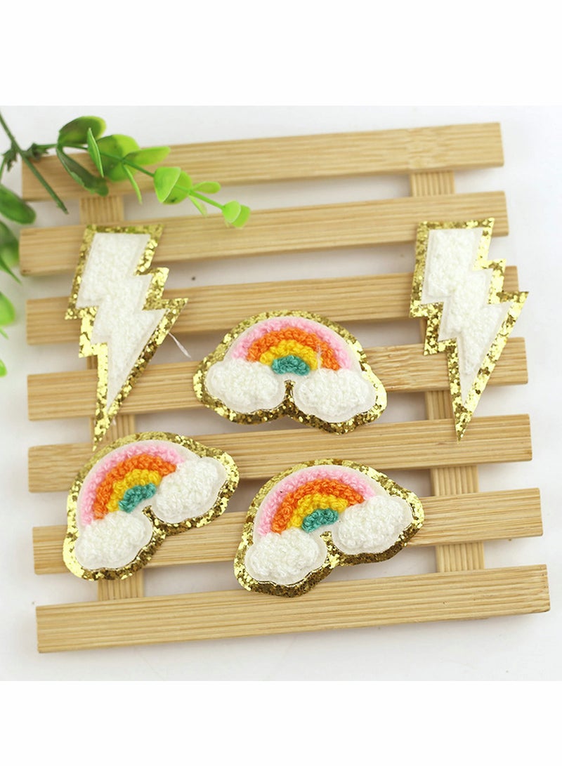 Excefore Embroidery Patch Lightning Rainbow Patch Ironing Sewing Kids Clothing Sticker For Fabric Hat Backpack Decoration DIY Craft 12Pcs - Image 4