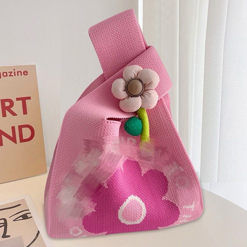 حقيبة يد محبوكة بالزهور - Image 3