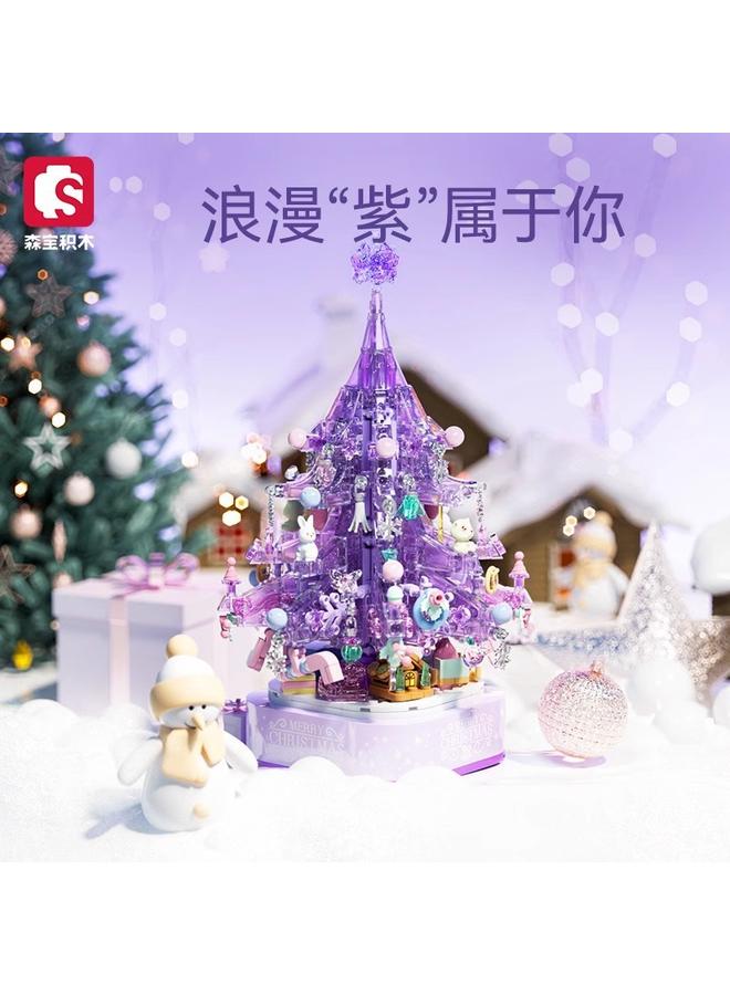 Bluejw Senbao Crystal Christmas Tree With Light Music Box Small Particle Handmade Assembled Toys Christmas Building Blocks Toys - Image 4
