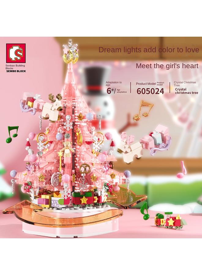 Bluejw Senbao Crystal Christmas Tree With Light Music Box Small Particle Handmade Assembled Toys Christmas Building Blocks Toys - Image 2