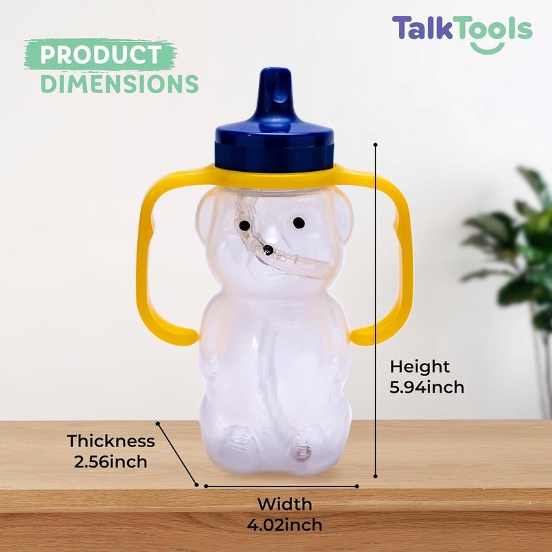 TalkTools كوب شرب بشفاطة دمية الدب العسل من توك تولز مع مقبض - آمن للغسل في غسالة الصحون، كوب تدريب من الدرجة الغذائية للأطفال والرضع من عمر 4 أشهر - تصميم سهل الإمساك يساعد الأطفال على تعلم الشرب من الشفاطة. - Image 2
