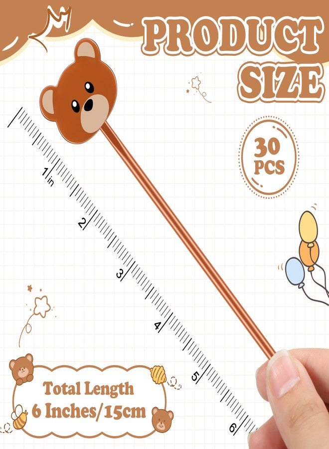 Vesici 30 Pcs We Can Bearly Wait Bear Baby Shower Coffee and Cocktail Drink Swizzle Sticks 6 Inch Bear Cocktail Stirrers for Baby Shower Party Supplies Birthday Tea Coffee Bar Decoration - Image 2