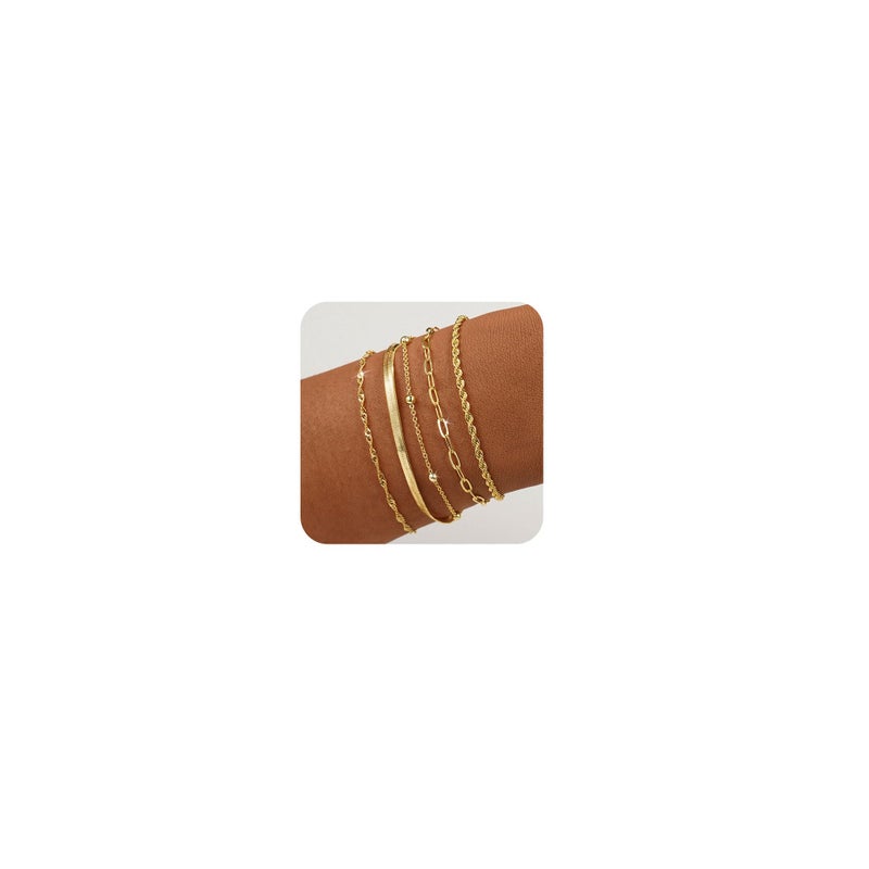 BERISO Gold Bracelets for Women, Elegant Adjustable 14K Gold Plated Bracelet for Women, Trendy Minimalist Dainty Gold Bracelet for Everyday Wear - Image 1