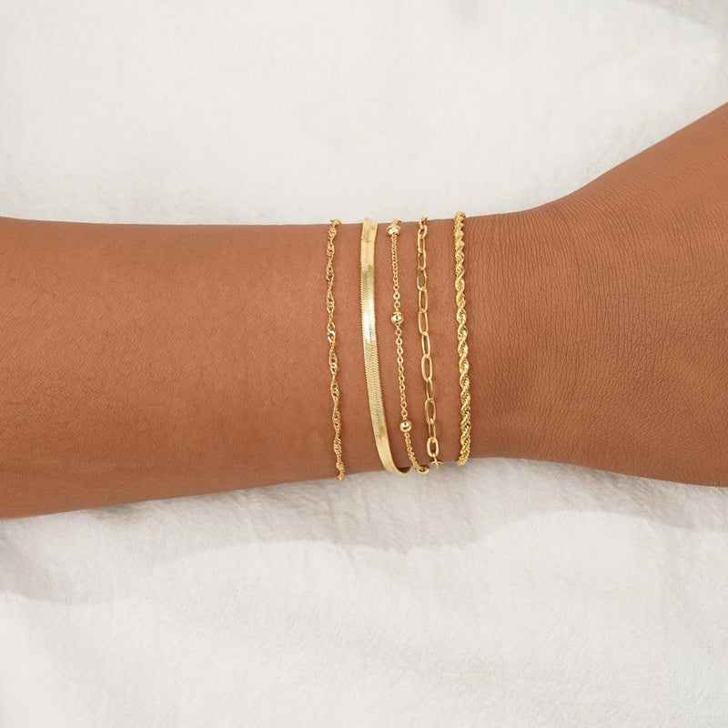BERISO Gold Bracelets for Women, Elegant Adjustable 14K Gold Plated Bracelet for Women, Trendy Minimalist Dainty Gold Bracelet for Everyday Wear - Image 4