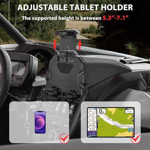 SAUTVS Electronic Device Tablet Phone Holder for Can-Am Maverick X3 2017-2025 Accessories, X3 Electronic Device Mounts with Storage Box Organizer Tray, Replace #715002874 - Image 2