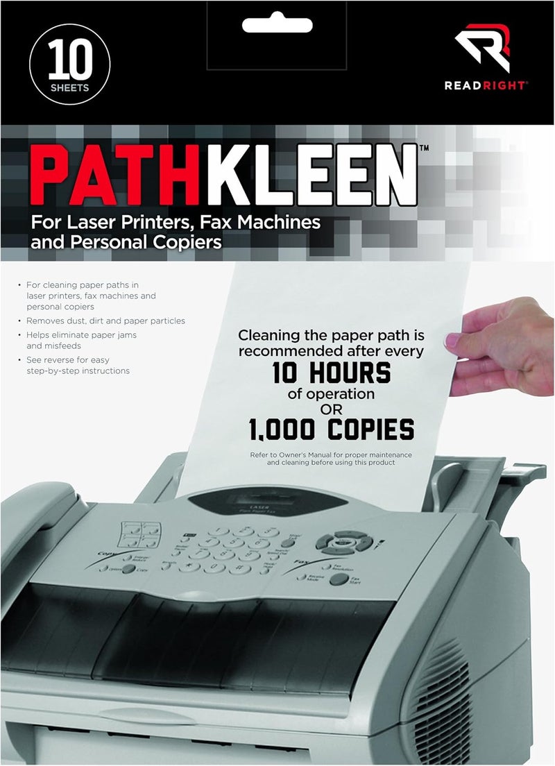 أوراق تنظيف طابعة ليزر PathKleen، 8.5 × 11 بوصة، 10 ورقة لكل عبوة (RR1237)