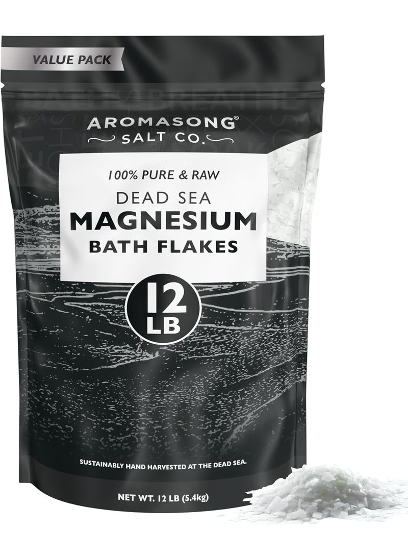 Aromasong Aromasong Magnesium Flakes from The Dead Sea 12 LB Resealable Black Bag  Muscle Relaxing Magnesium Chloride Bath Salts Soak for Headaches Stress  Leg Discomfort 