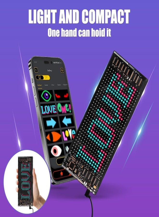 Dweezhet Flexible Customizable LED Matrix Panel Display Led Screen Advertising Led Board Panel LED Sign Car Bluetooth App LED Matrix Pixel Panel,Flexible LED Scrolling Digital Display(7x3 Inch,1pcs) - Image 3