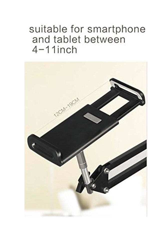 TechnoMounts - TechnoMounts Long Arm Lazy Mobile Stand Phone Clip Holder for Desk and bedside, Flexible 360° Rotation Bracket for 4-11 inch Phones (Black) - Image 1