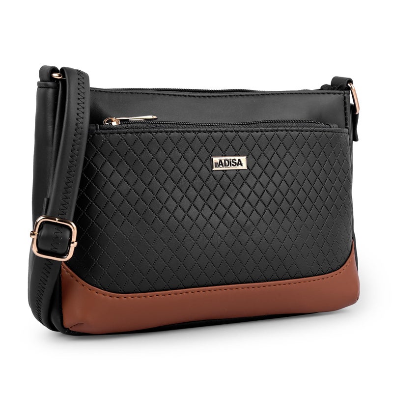 ADISA Women Girls Color Block Cross Body Sling Bag (SL5168-BLA) - Image 3