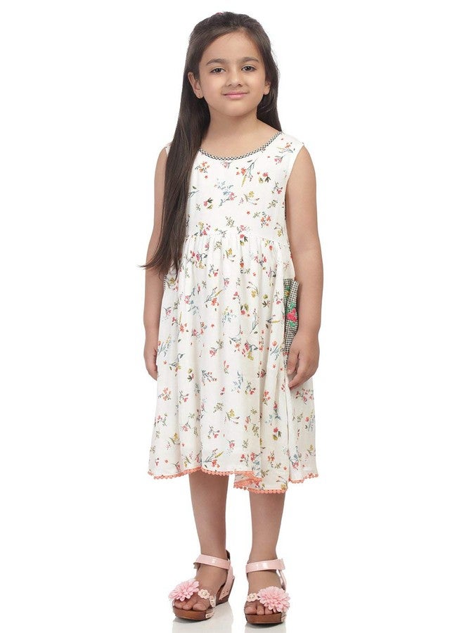 Biba Girls Rayon Anarkali Salwar Suit Set (KW3056_Off White_3) - Image 1