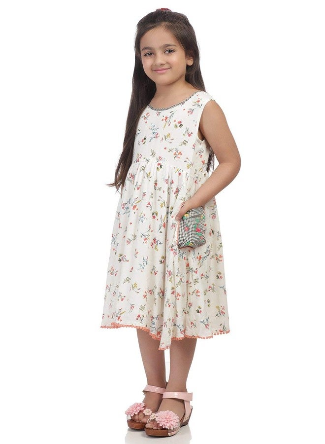 Biba Girls Rayon Anarkali Salwar Suit Set (KW3056_Off White_3) - Image 4