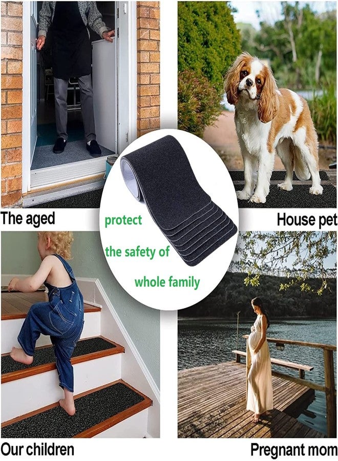 Wild Tribe Pack of 8 Non-Slip Safety Step Tapes Wood Stair Treads Floor Track Sticker 80 Grit for Skateboard & Outdoor & Staircase, Black (6"x24", Black) - Image 4