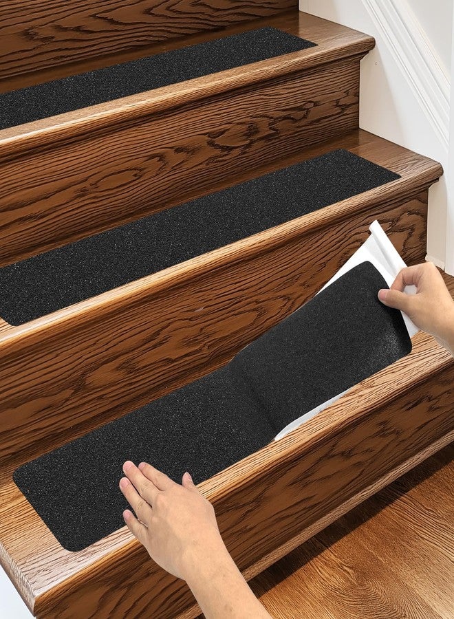 Wild Tribe Pack of 8 Non-Slip Safety Step Tapes Wood Stair Treads Floor Track Sticker 80 Grit for Skateboard & Outdoor & Staircase, Black (6"x24", Black) - Image 1